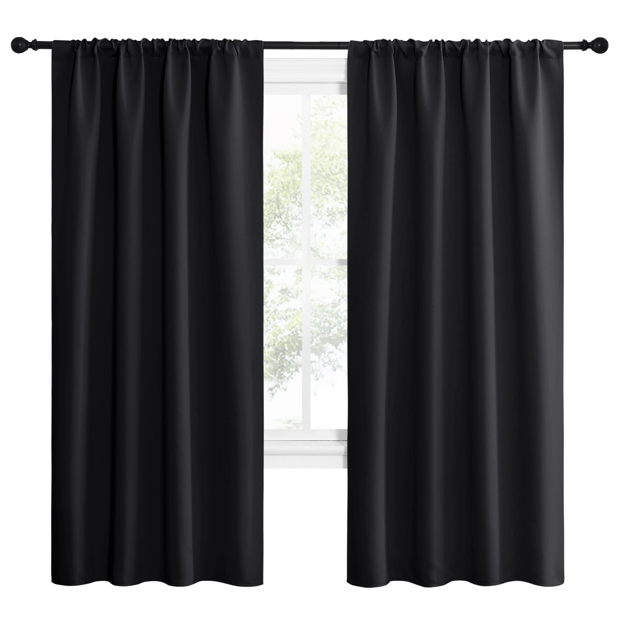 NICETOWN rod-pocket design enables easy installation and neat pleats.