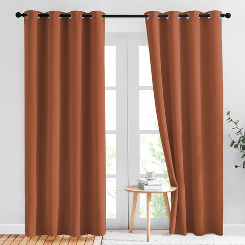 NICETOWN 84-inch burnt orange living room curtains frame the view with warm style
