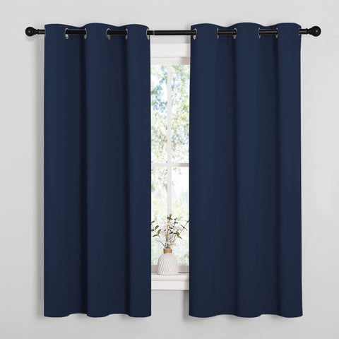 NICETOWN navy blackout curtain panel 1 showing dense fabric for light control