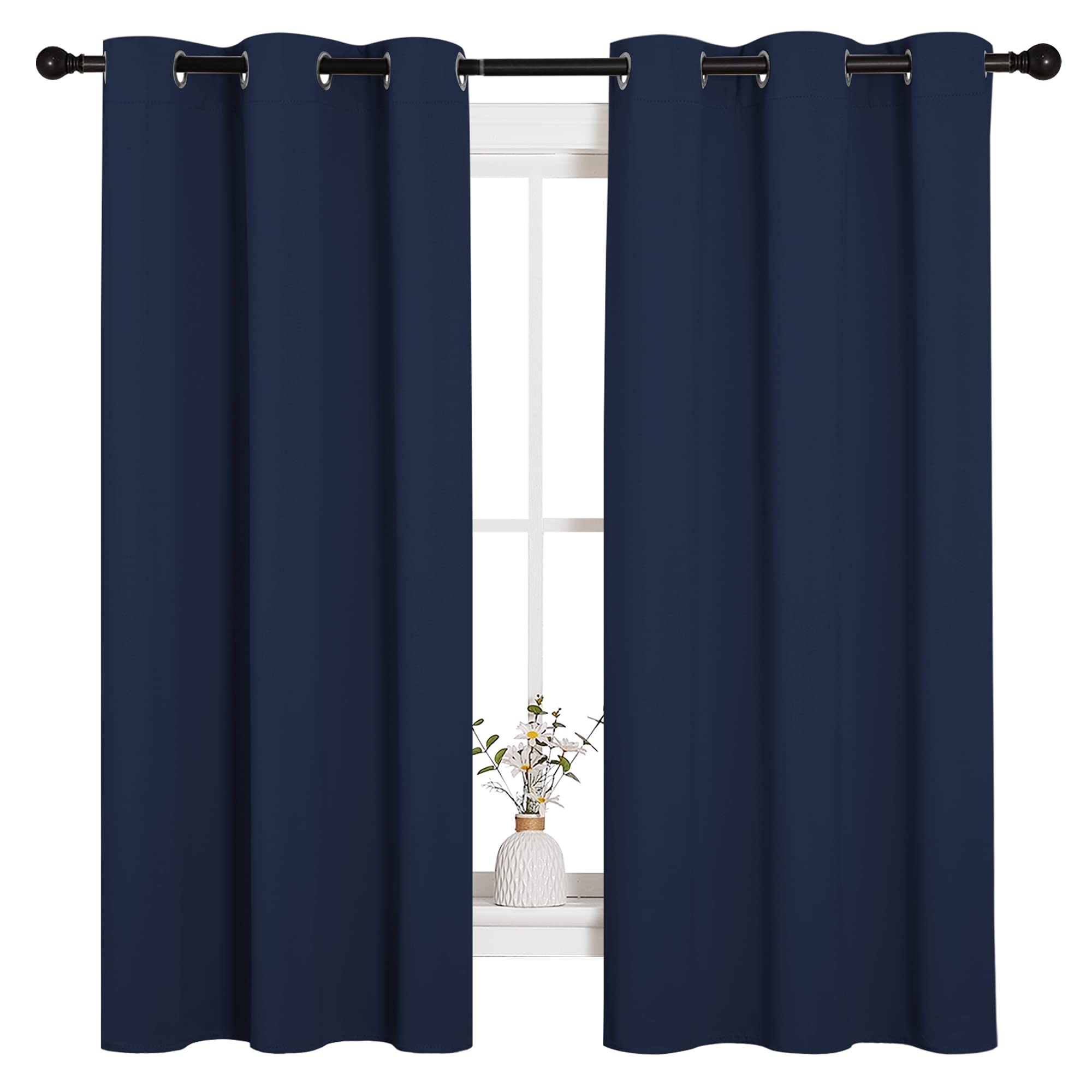 NICETOWN navy blackout curtain panel 2 highlighting soft drape and color