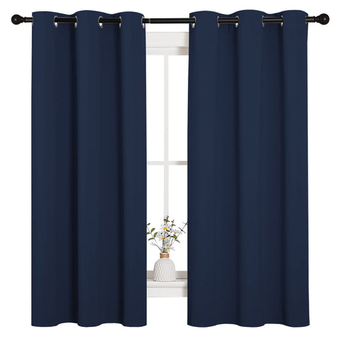 NICETOWN navy blackout curtain panel 2 highlighting soft drape and color