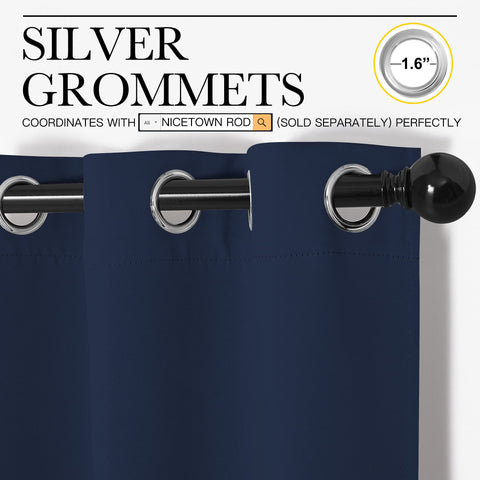 NICETOWN navy blackout curtain panel 3 with brand’s finish and grommets