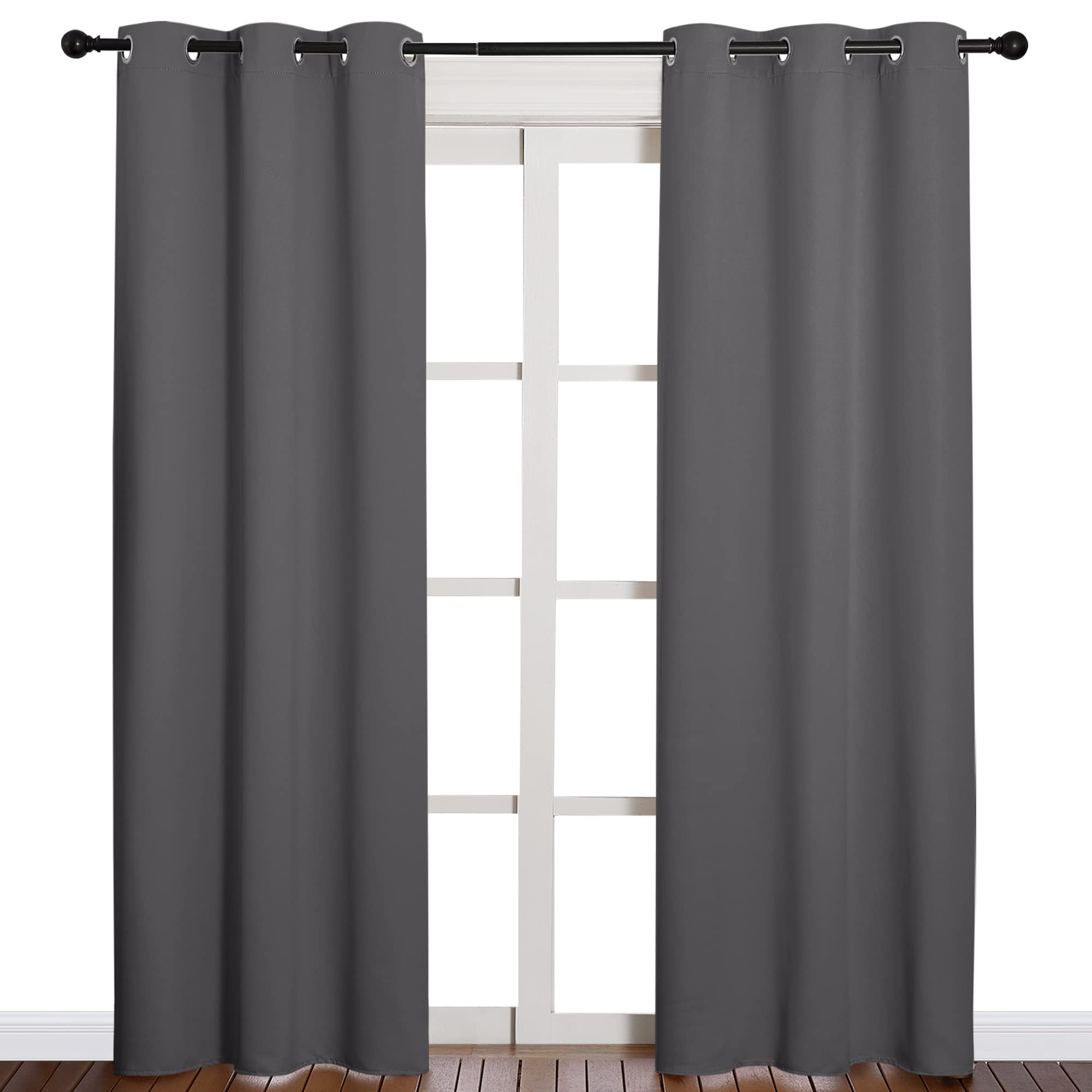 NICETOWN right panel on window showing textured blackout fabric for privacy