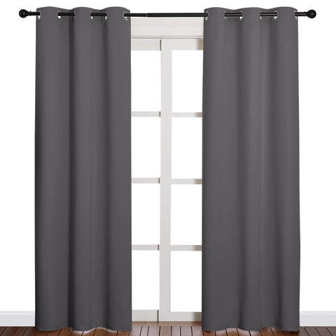 NICETOWN right panel on window showing textured blackout fabric for privacy