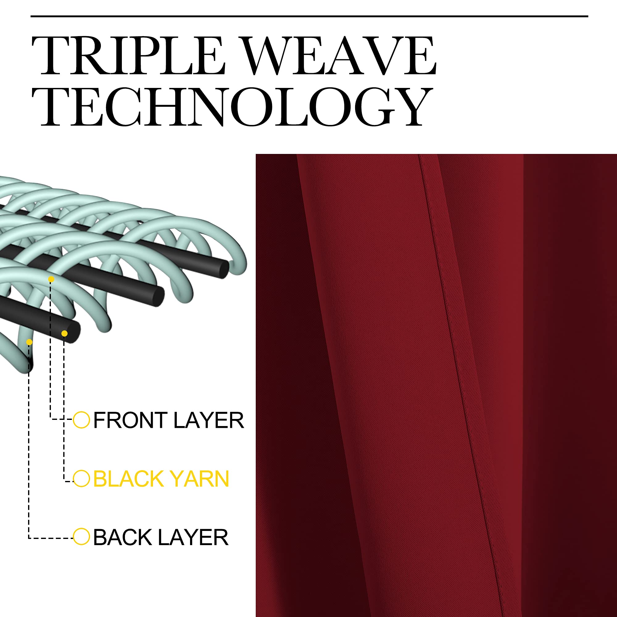 NICETOWN noise-reducing triple weave curtains lower ambient noise and glare.