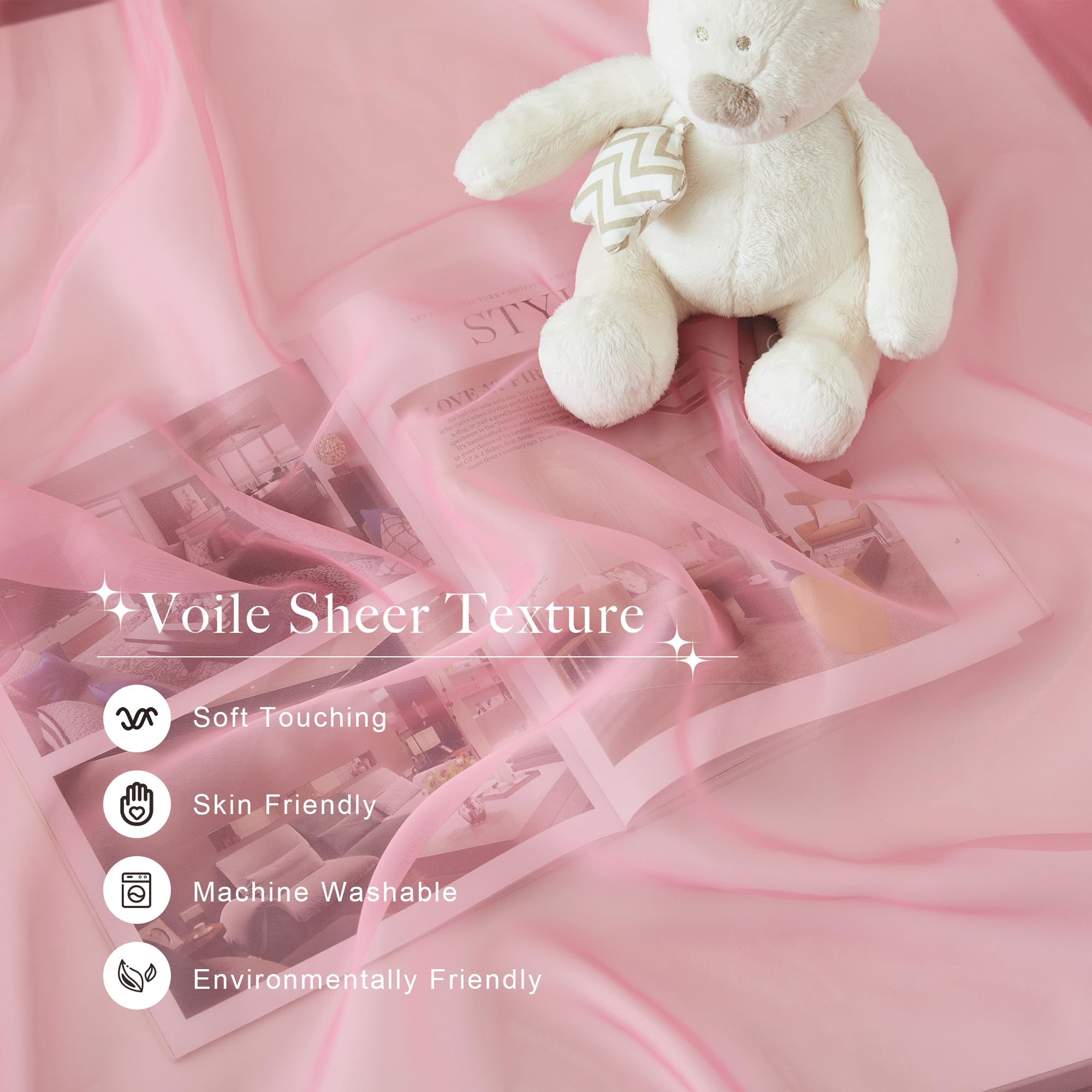 NICETOWN pink canopy top drapes offer versatile decor for beds and spaces