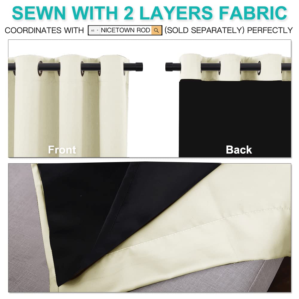 NICETOWN beige privacy curtains for living room windows