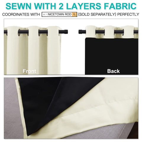 NICETOWN beige privacy curtains for living room windows