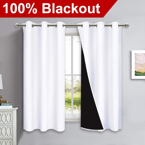 NICETOWN Pure White blackout curtains come as a two-panel pack for quick installation