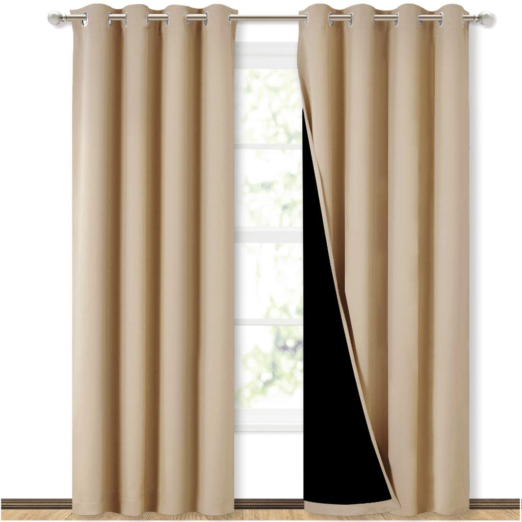 NICETOWN Biscotti Beige ring-top blackout drapes block daylight for daytime rest.