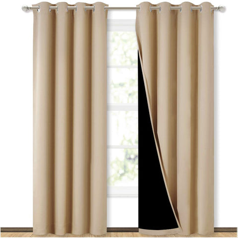 NICETOWN Biscotti Beige ring-top blackout drapes block daylight for daytime rest.