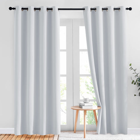 NICETOWN room darkening curtains 52x84 panel in greyish white for daytime light control