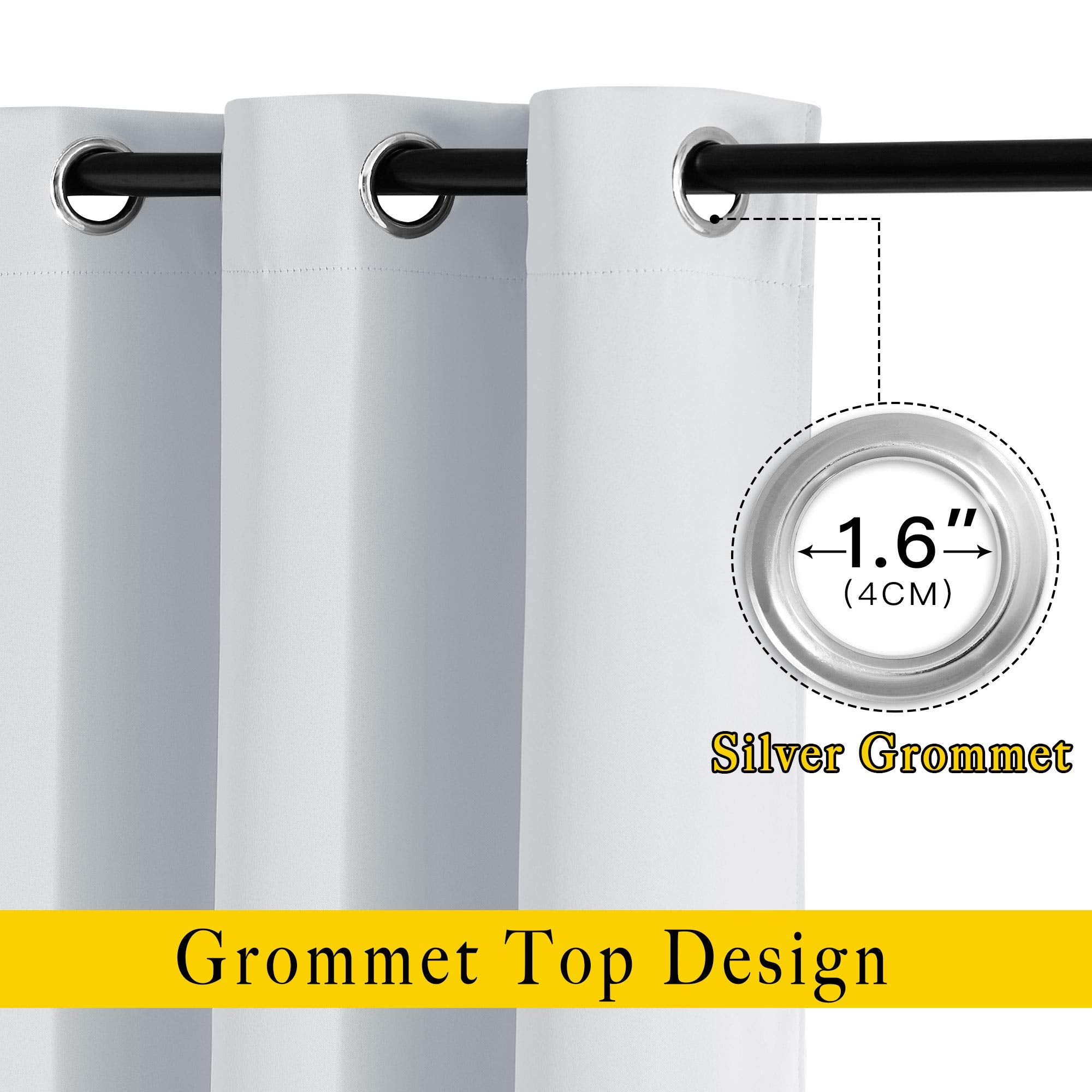 NICETOWN room darkening curtains 52x84 panel in greyish white closeup