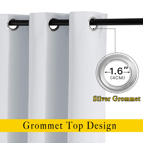 NICETOWN room darkening curtains 52x84 panel in greyish white closeup