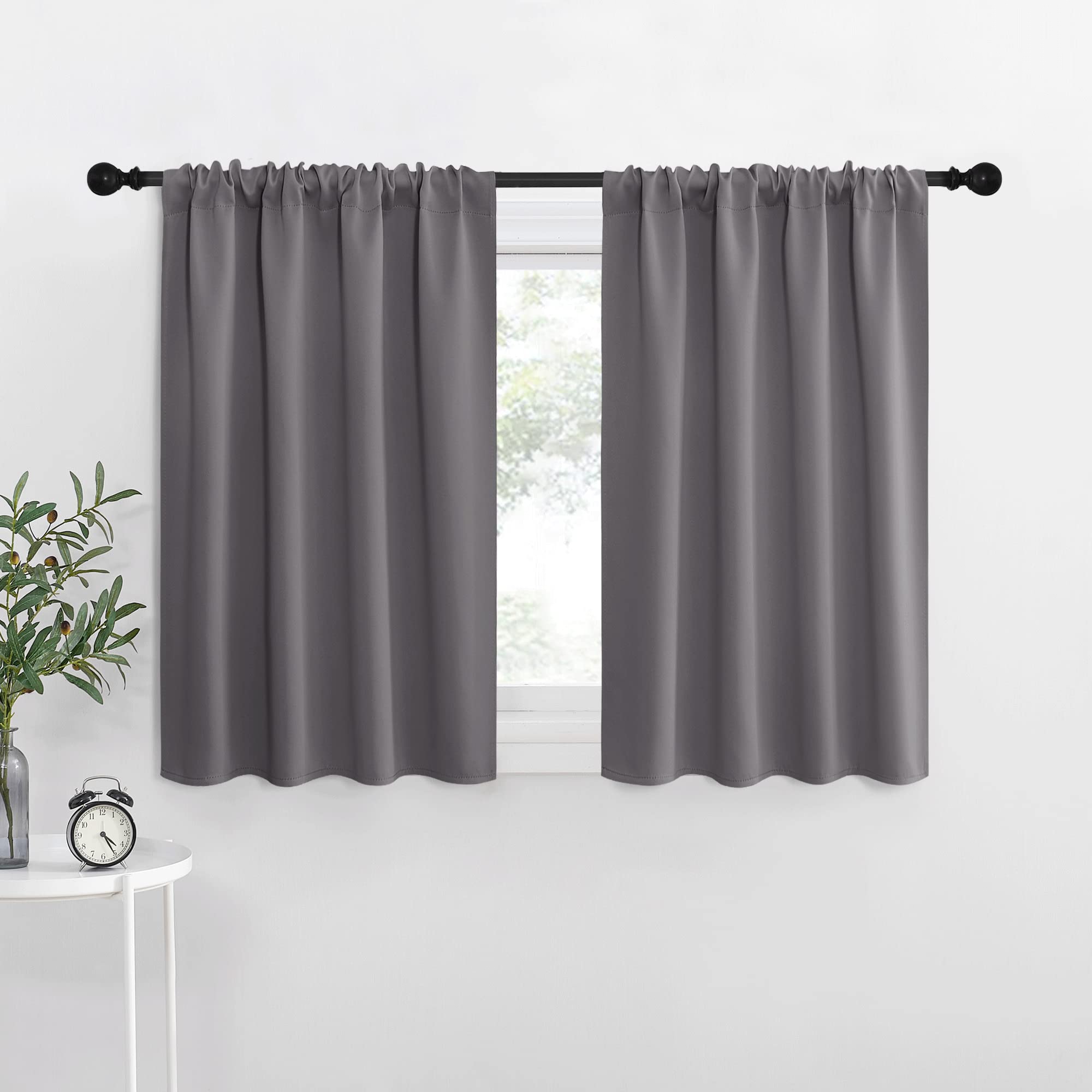 NICETOWN short curtains gray panel closeup fabric for refined look