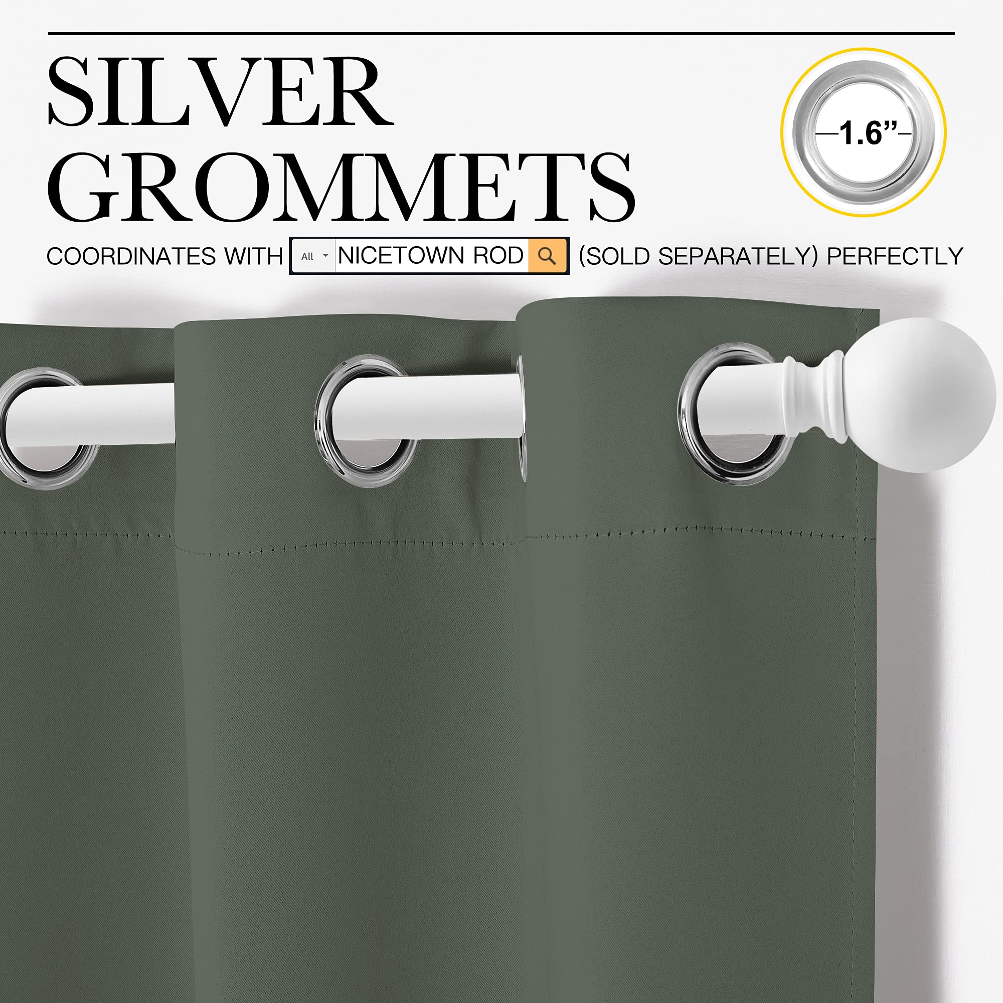 NICETOWN thermal blackout fabric in Dark Mallard helps regulate room temperature.