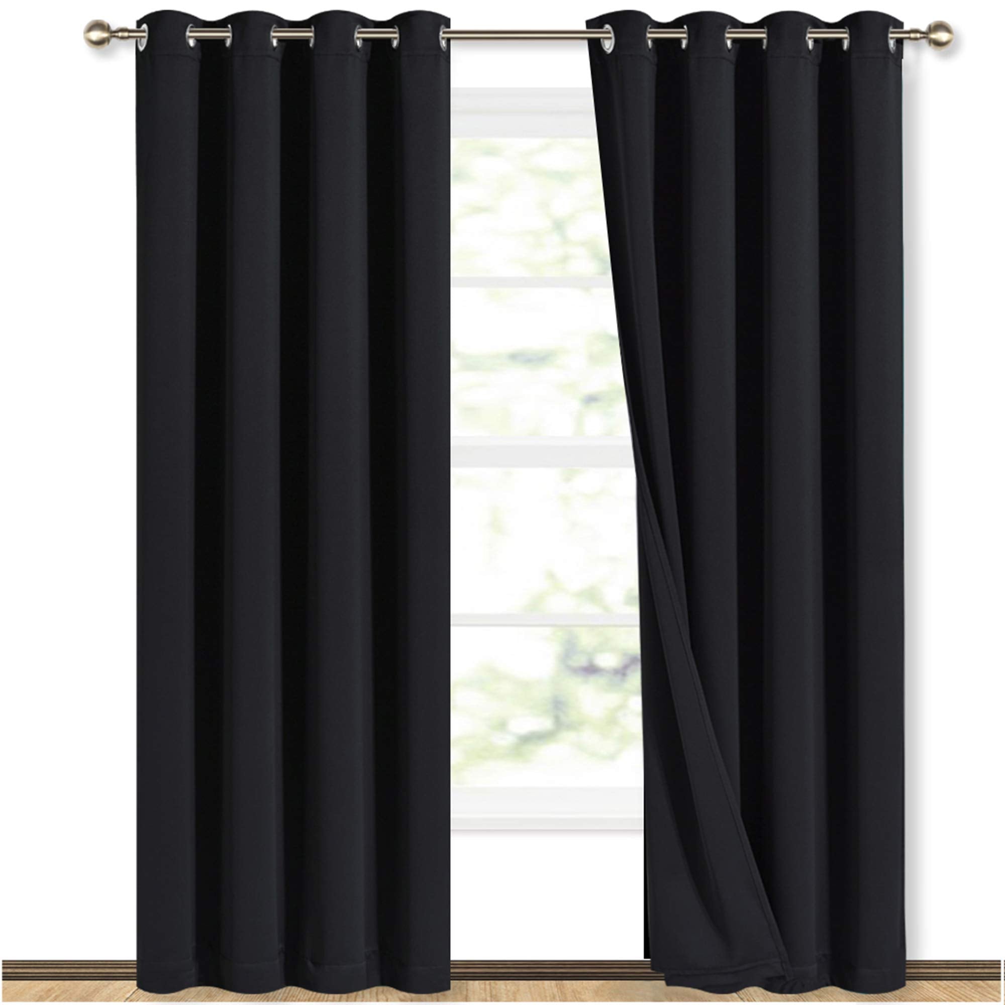 NICETOWN blackout panel with silver grommets for quick installation.