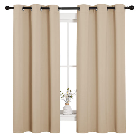 NICETOWN thermal insulated curtains biscotti beige two-panels ready for window setup and comfort