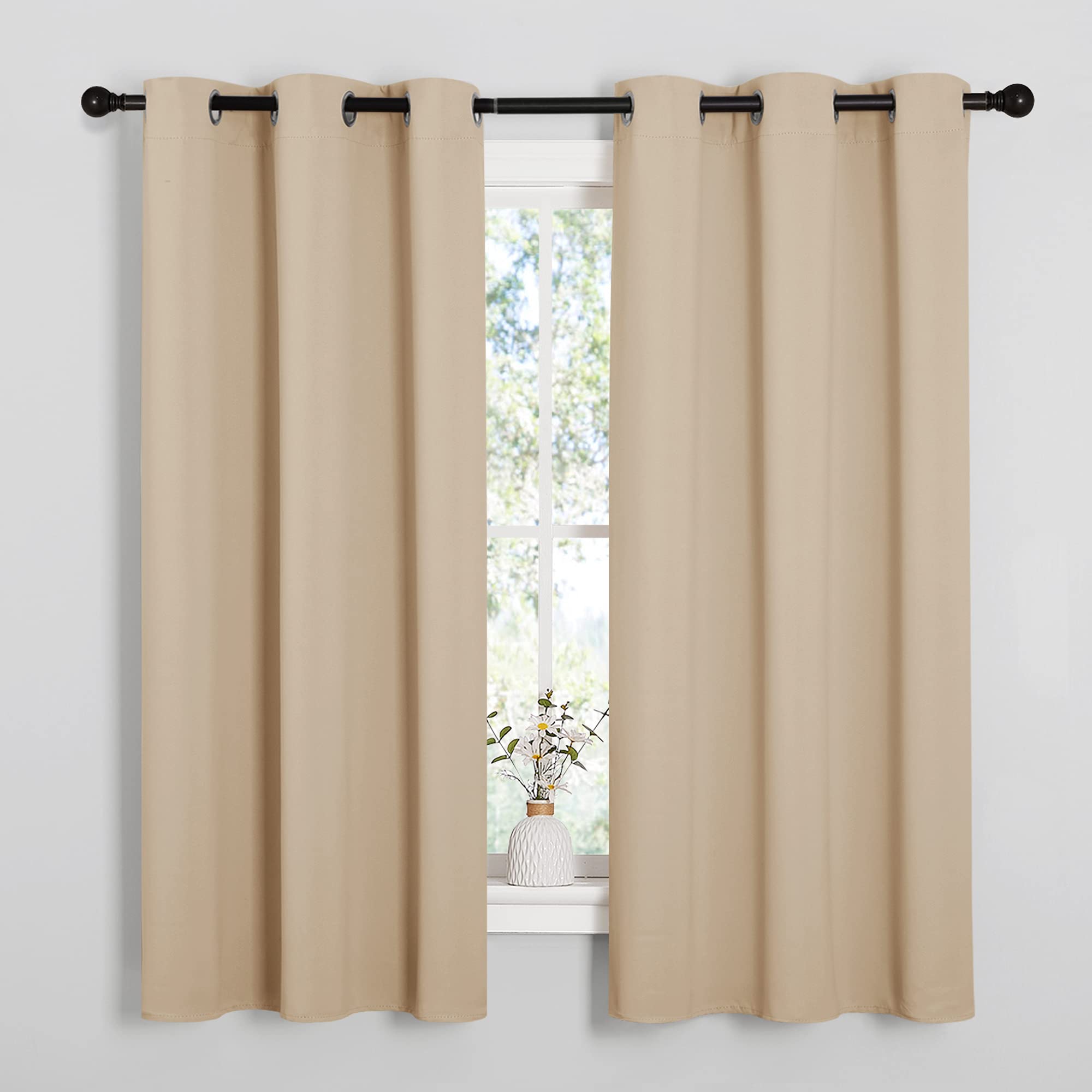 NICETOWN thermal insulated curtains close-up weave showing blackout capability and premium fabric