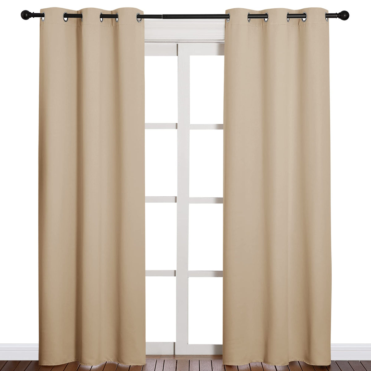 Nicetown thermal insulated eyelet top panel in biscotti beige enhances energy efficiency.