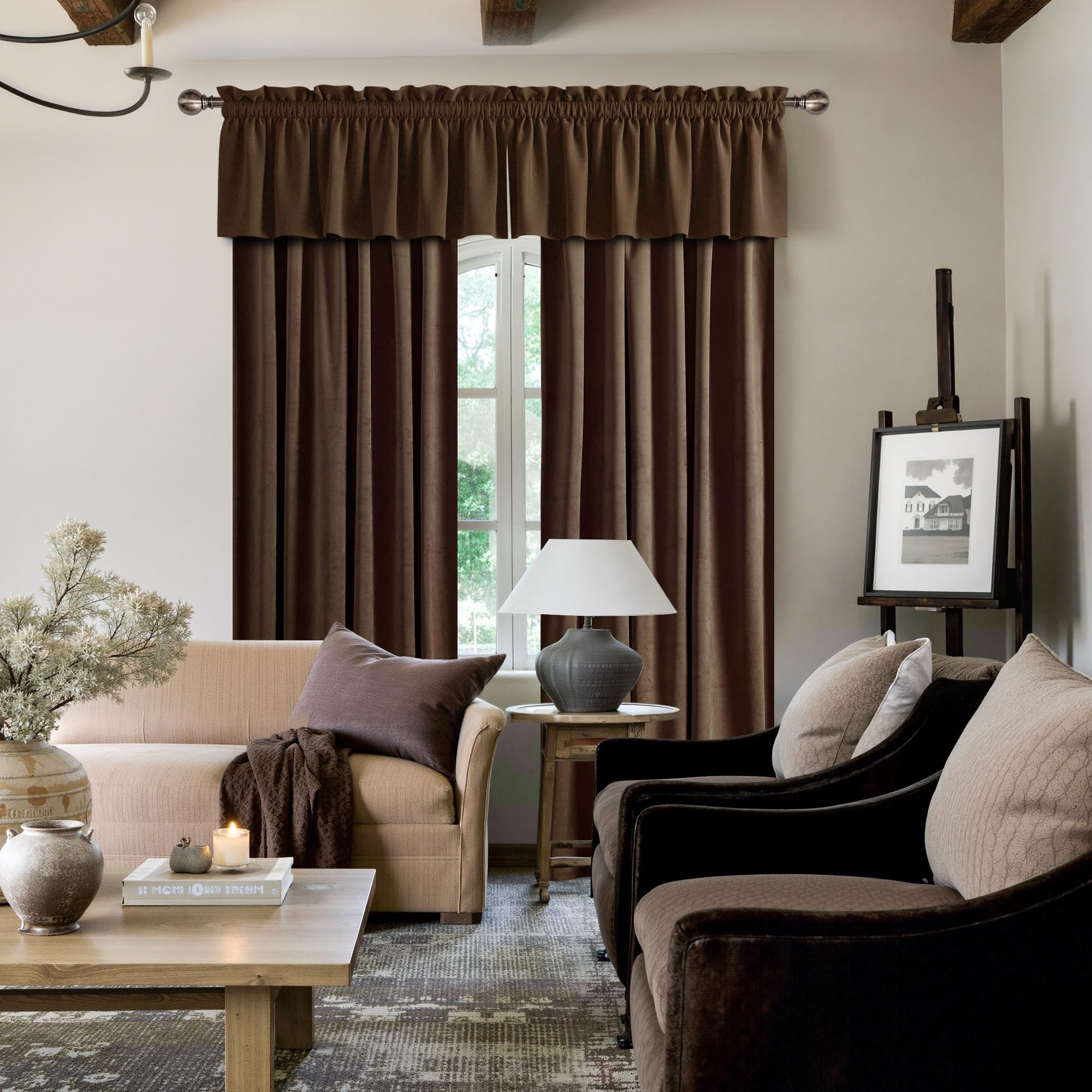 NICETOWN velvet curtains dampen outside noise for calmer evenings.