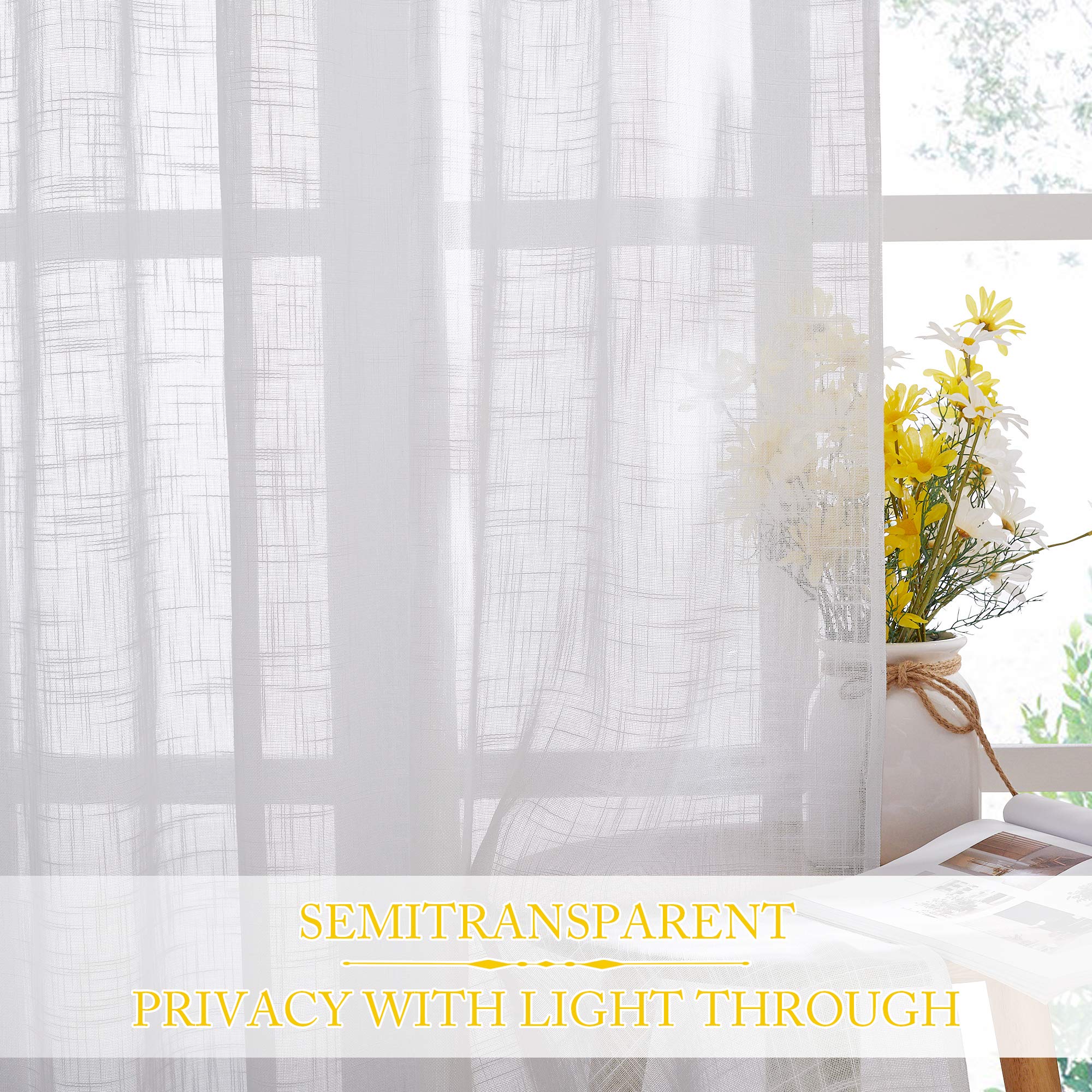 Living room ambiance enhanced by NICETOWN sheer linen curtains