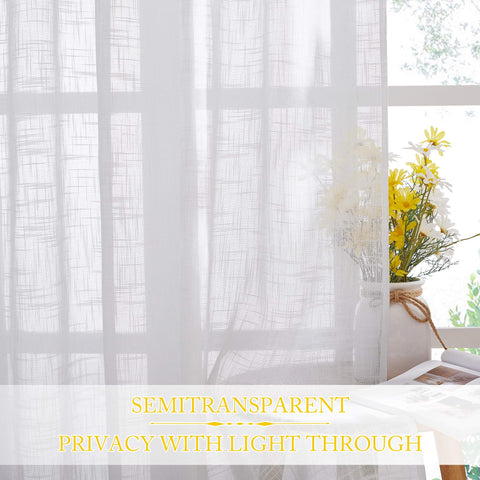 Living room ambiance enhanced by NICETOWN sheer linen curtains