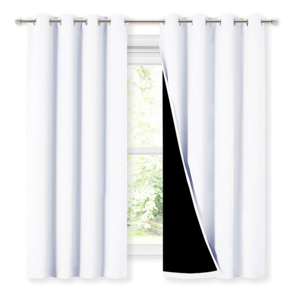 NICETOWN whiteout curtains pair view showing ready-to-hang panels for a sleek look and light control