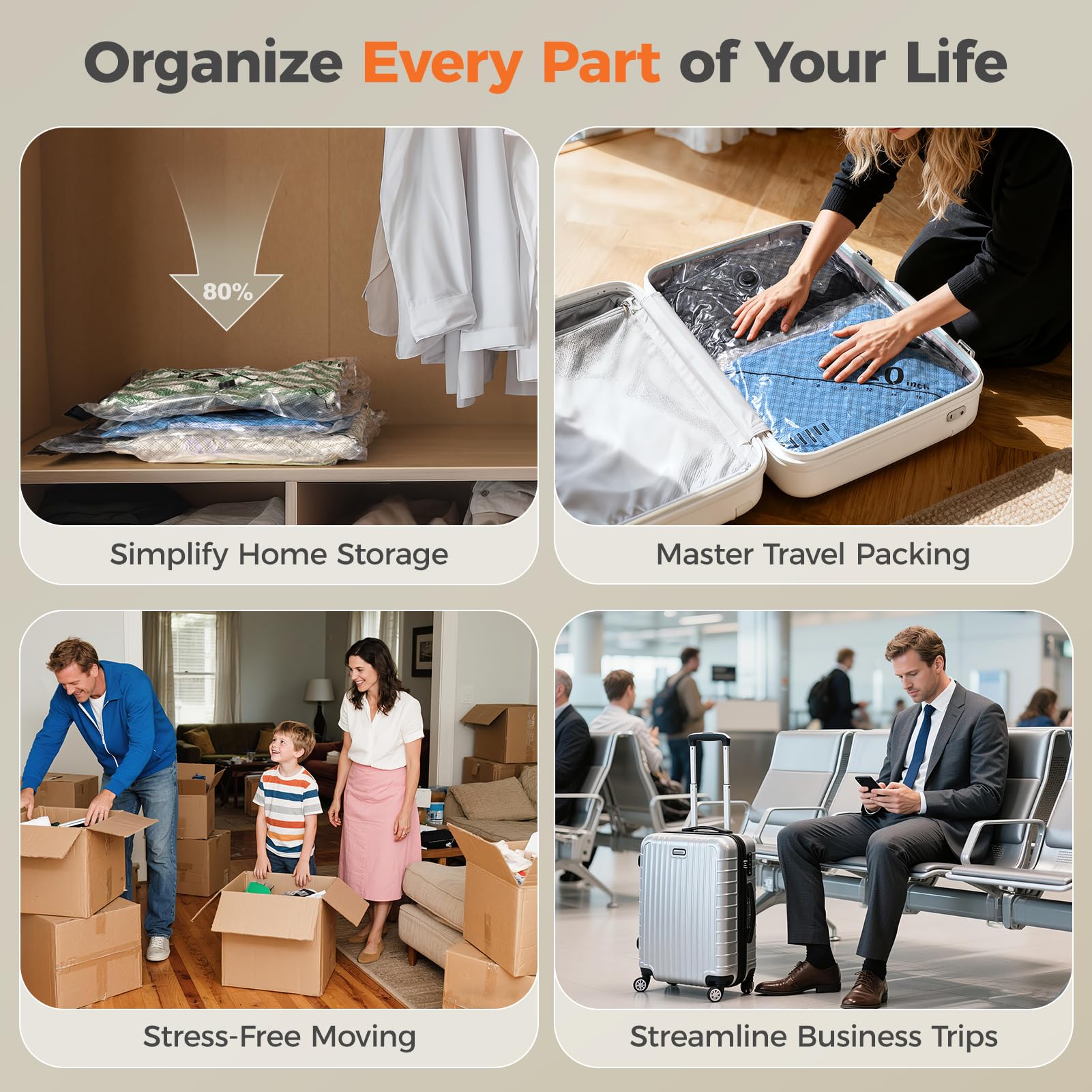 Nicetree space-saving design helps organize closets and suitcases.