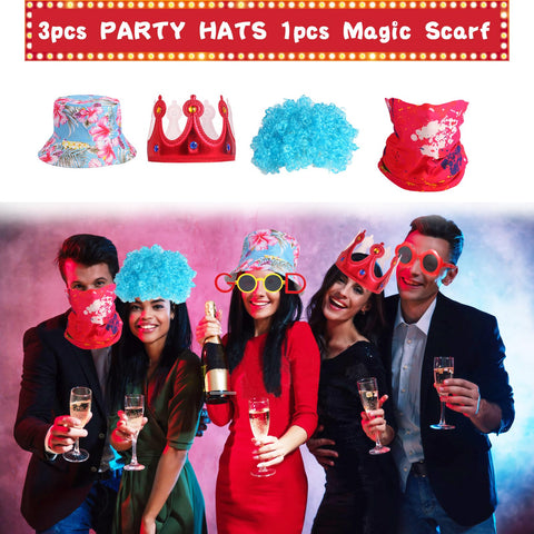 NICOWARM blue wig adds bold color to candid party selfies.
