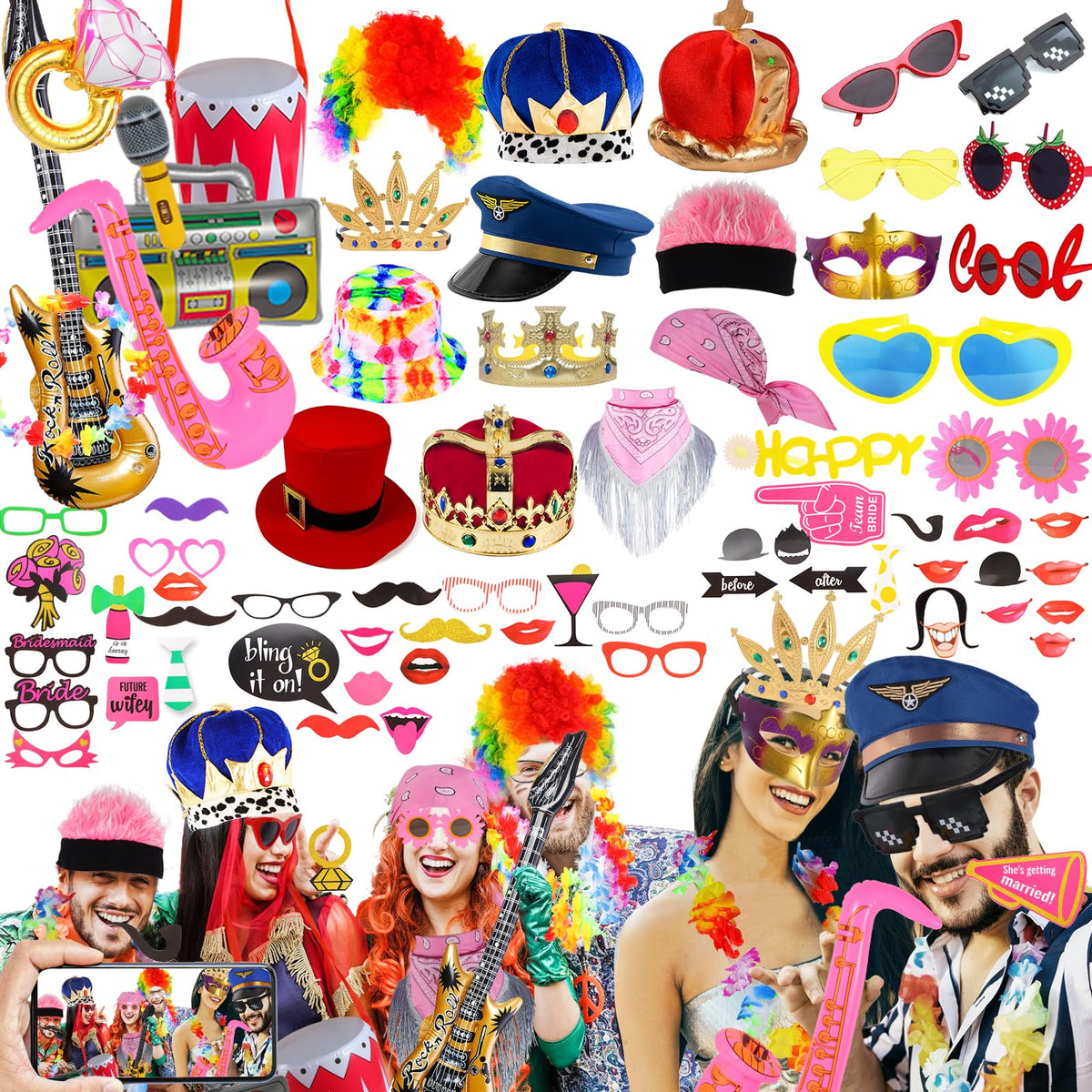 NICOWARM bulk photo booth hats add colorful fun for weddings and parties