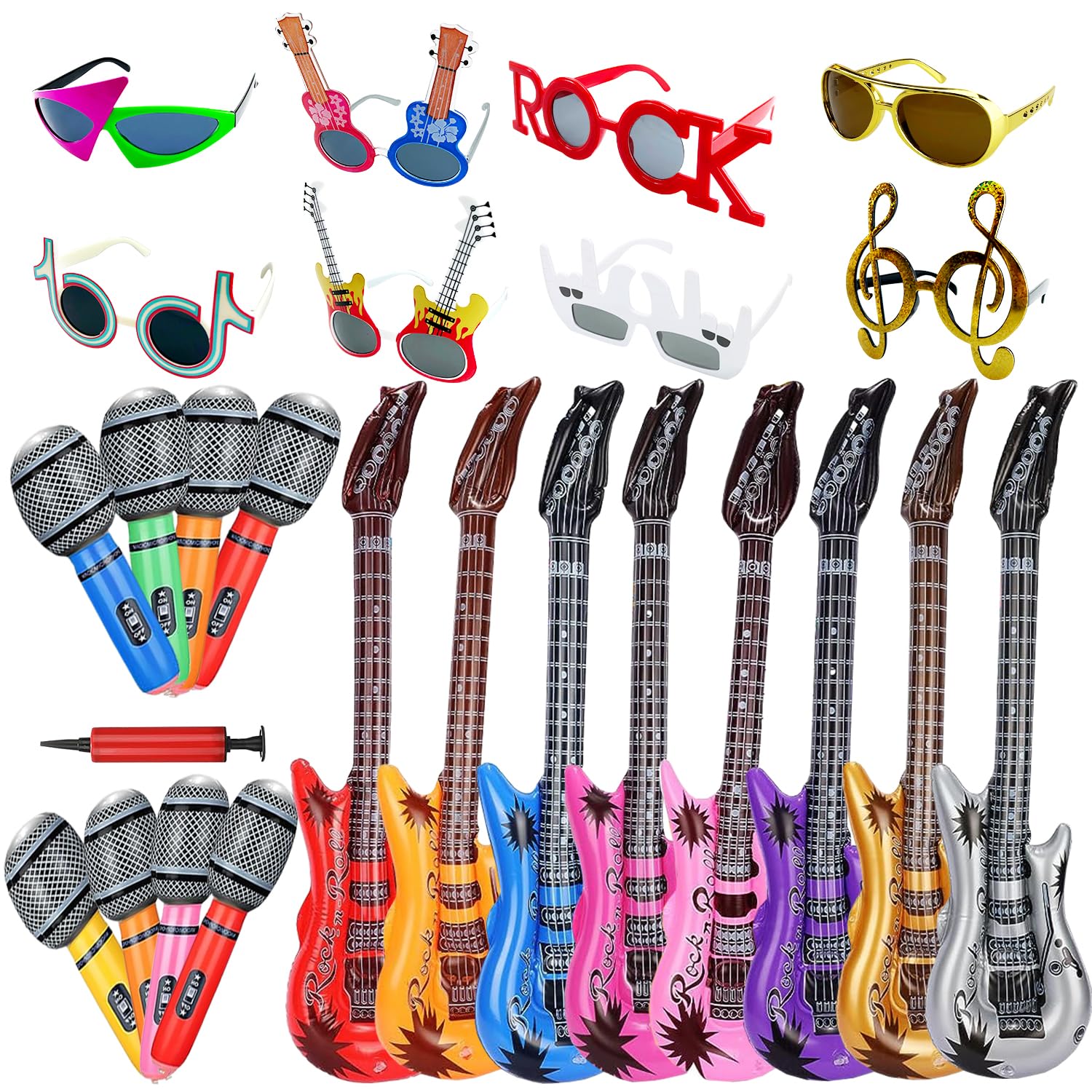 NICOWARM rock star set guitars collection inflatable props for vibrant party photo moments.