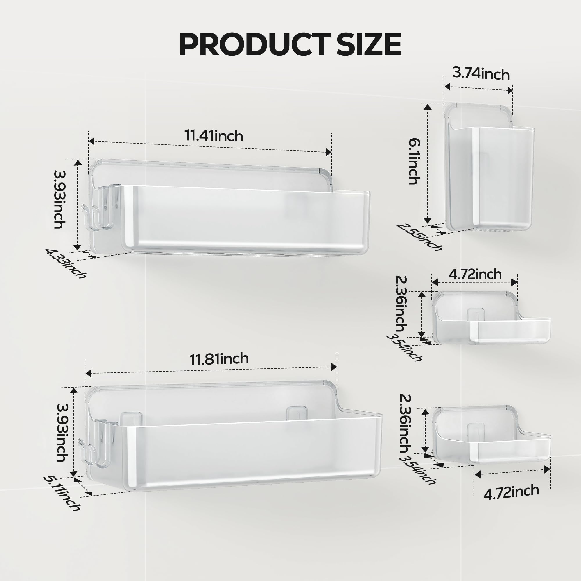 Nieifi shower shelf with two baskets and soap dish for tidy bathroom storage.