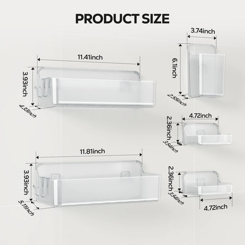 Nieifi shower shelf with two baskets and soap dish for tidy bathroom storage.