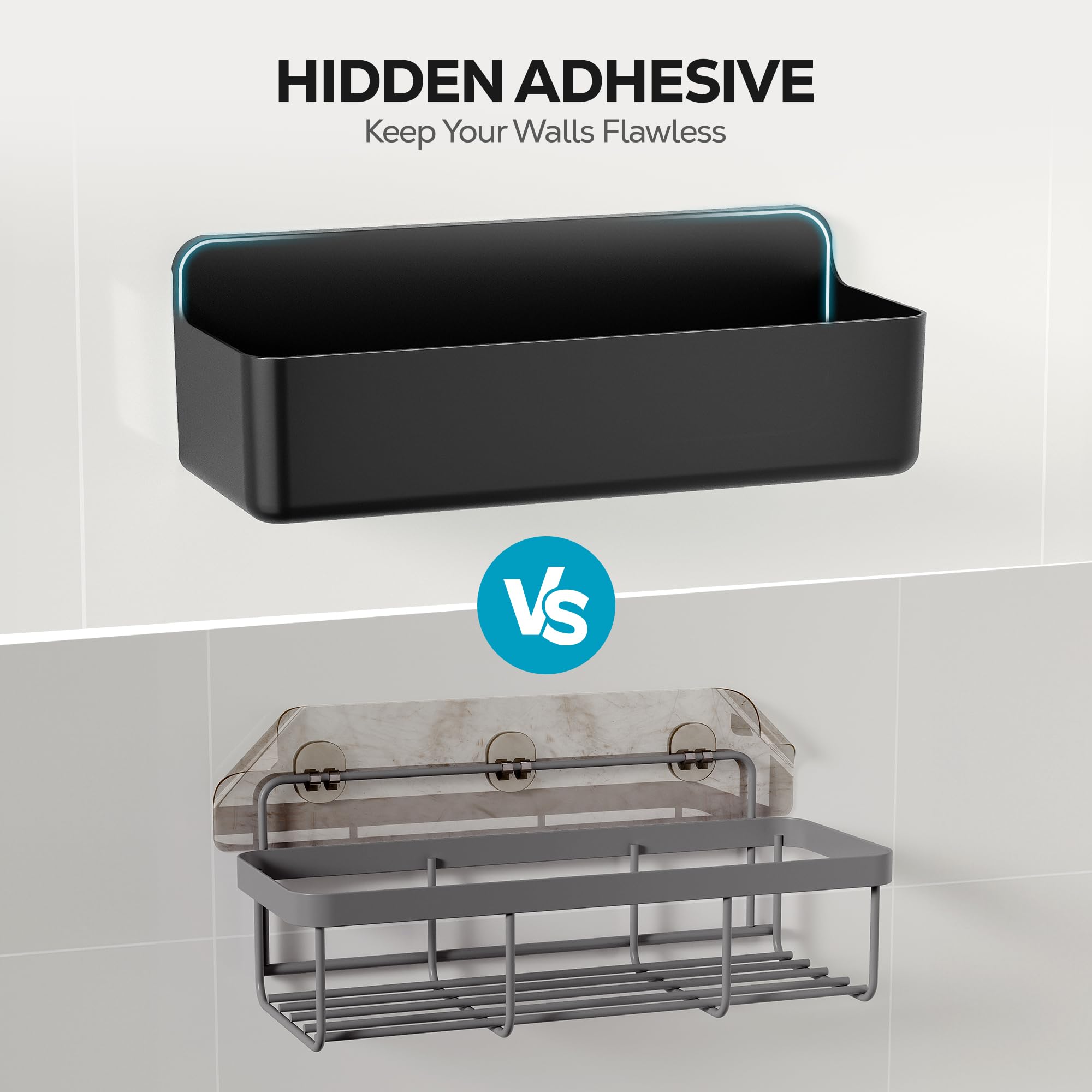 Nieifi Shower Shelves rust-free design withstands daily humidity.