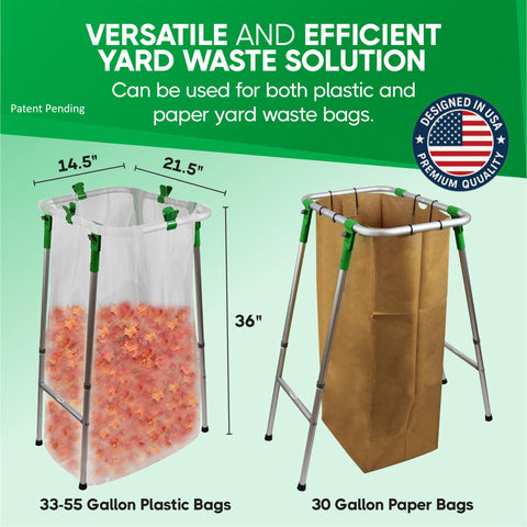 NiftYard leaf bag holder clips secure bags during use for tear-free cleanup.