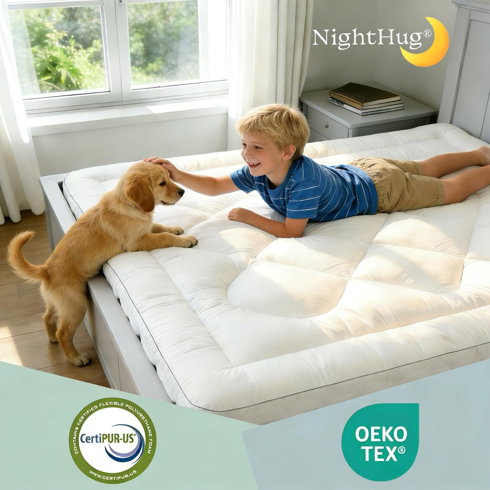 NightHug 2000gsm shredded memory foam fill contours your body for balanced support