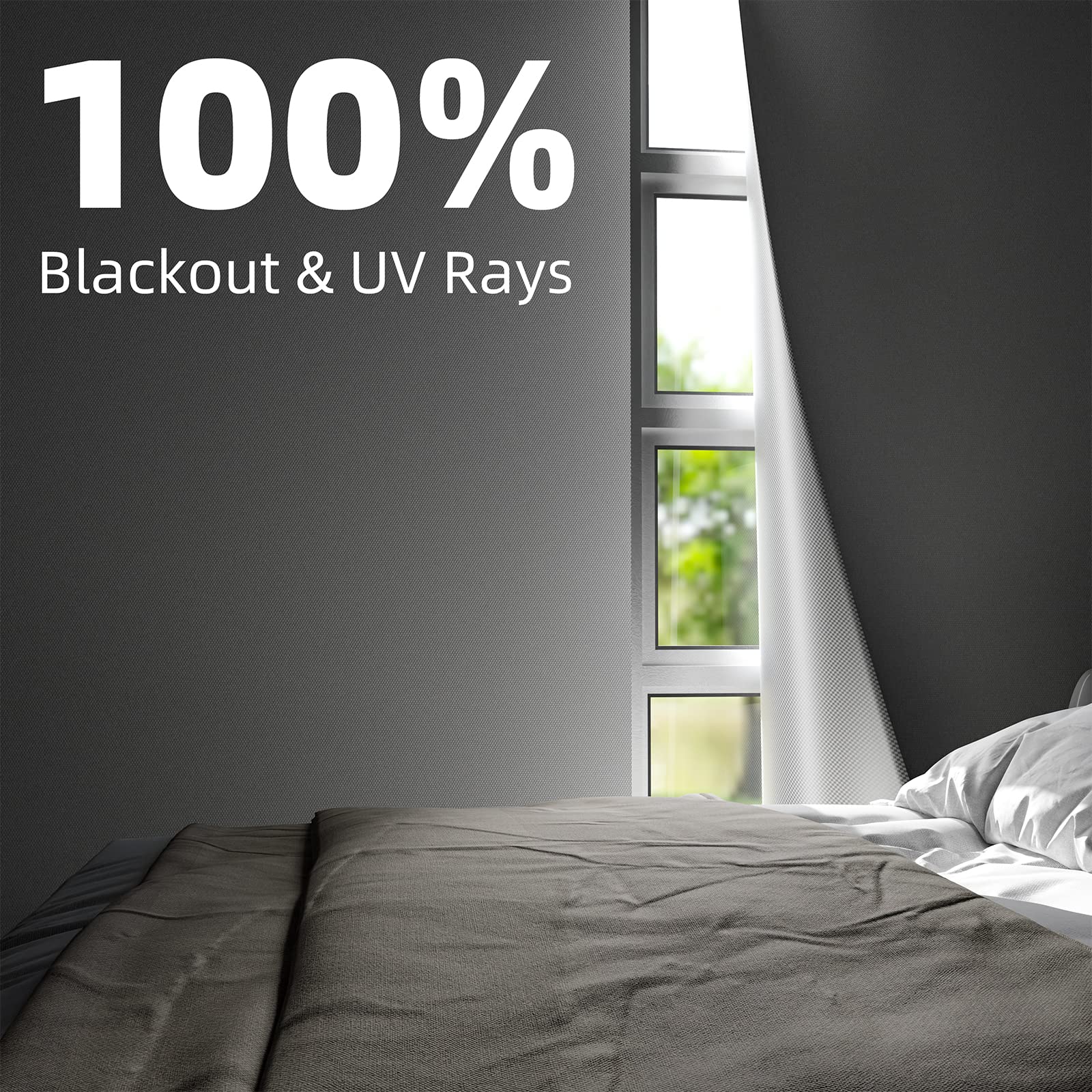 NIGHTON blackout curtains with adhesive tape attach without drilling for quick setup.