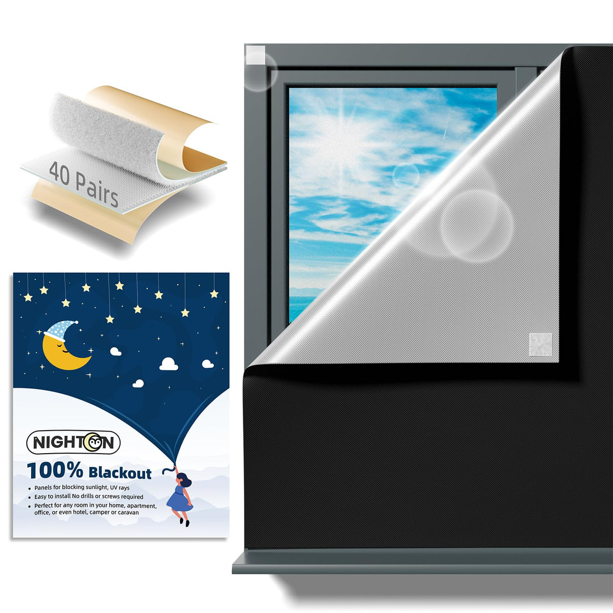 NIGHTON portable blackout curtains block light for restful naps.