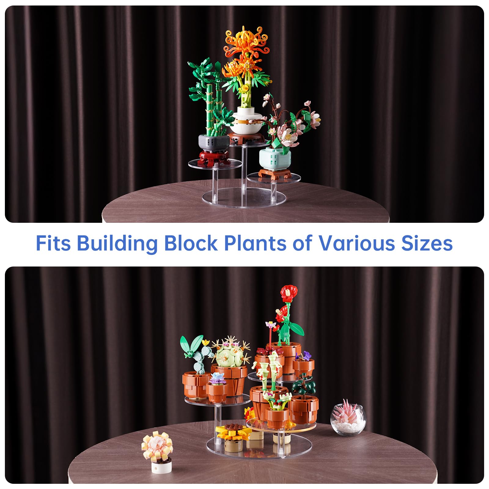 NiHome multi-tier display elevates small figurines on desk or shelf.