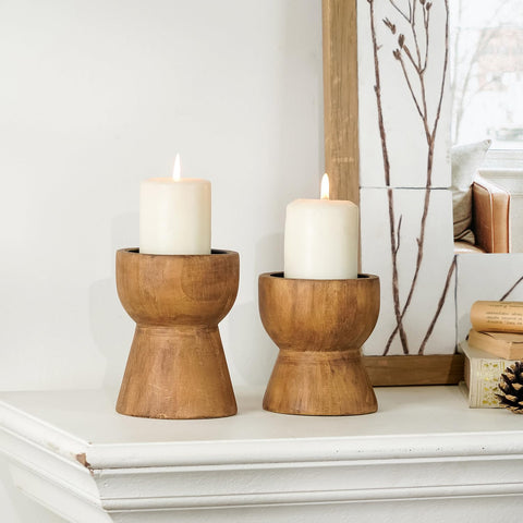 NIKKY HOME farmhouse candle holder large pillar for warm mantle decor