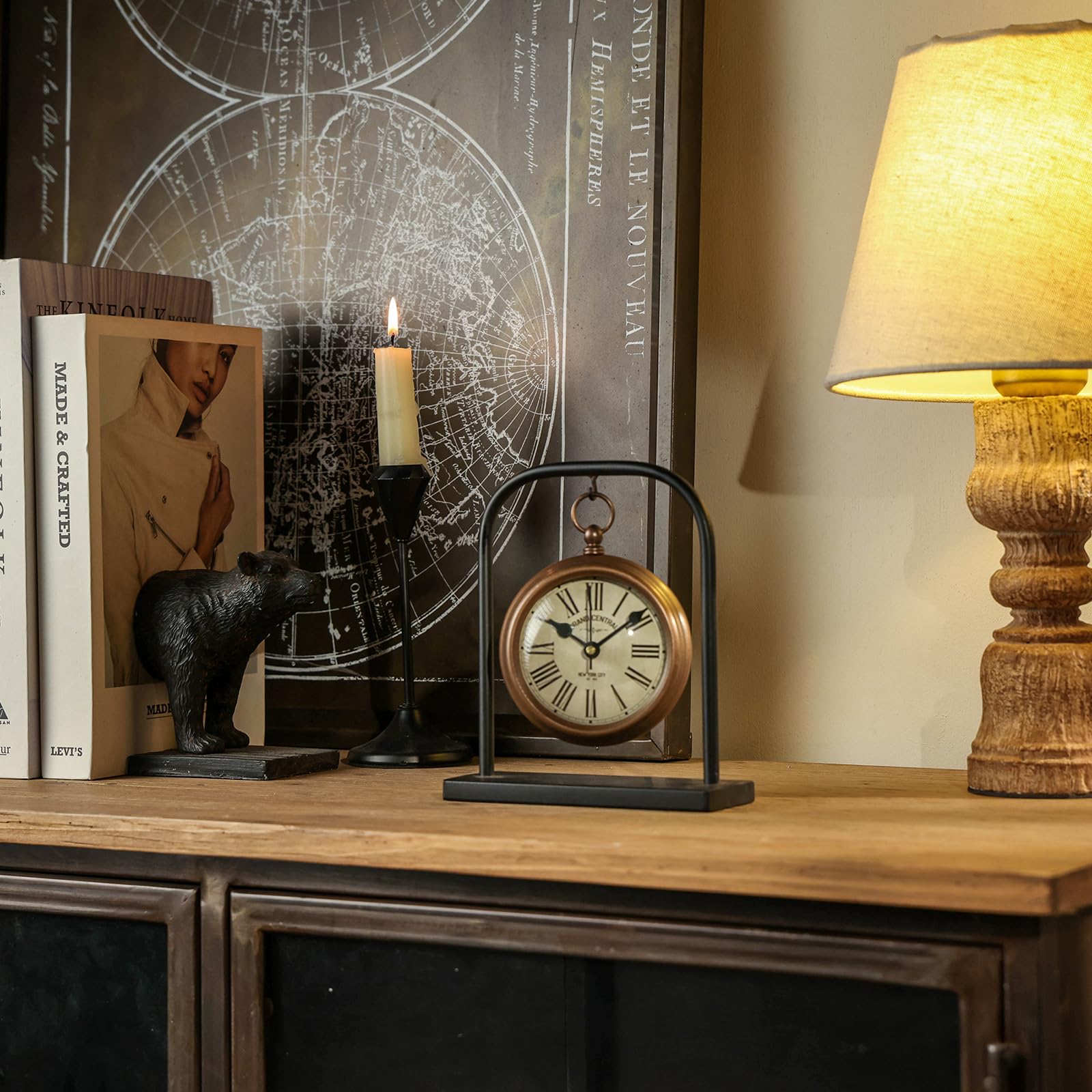 NIKKY HOME clock face close-up with clear Roman numerals.