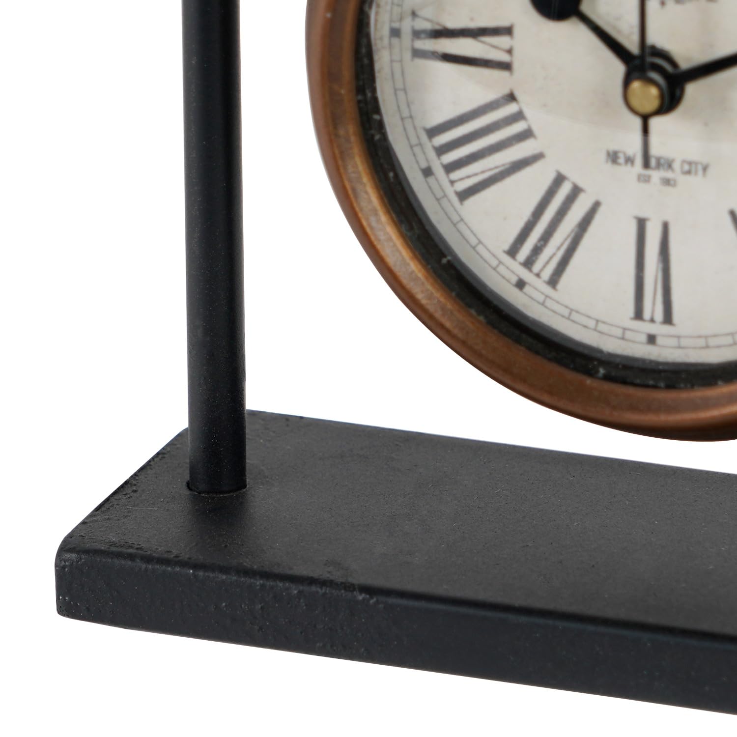 NIKKY HOME clock on shelf shows decorative yet functional timing.