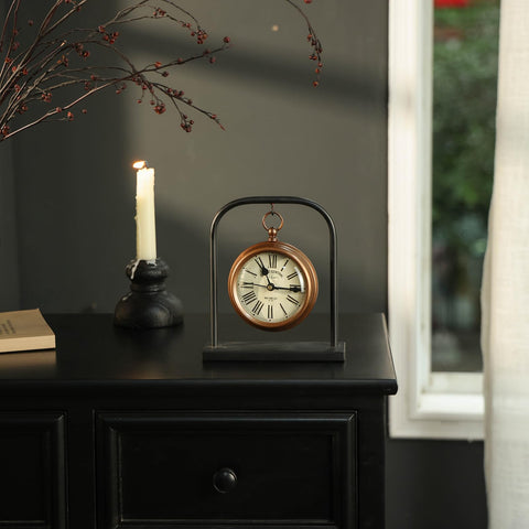 NIKKY HOME retro desk clock side view highlights slim profile.