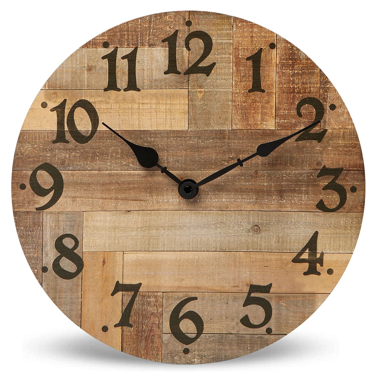 NIKKY HOME Rustic Wall Clock face texture for farmhouse appeal in living rooms.