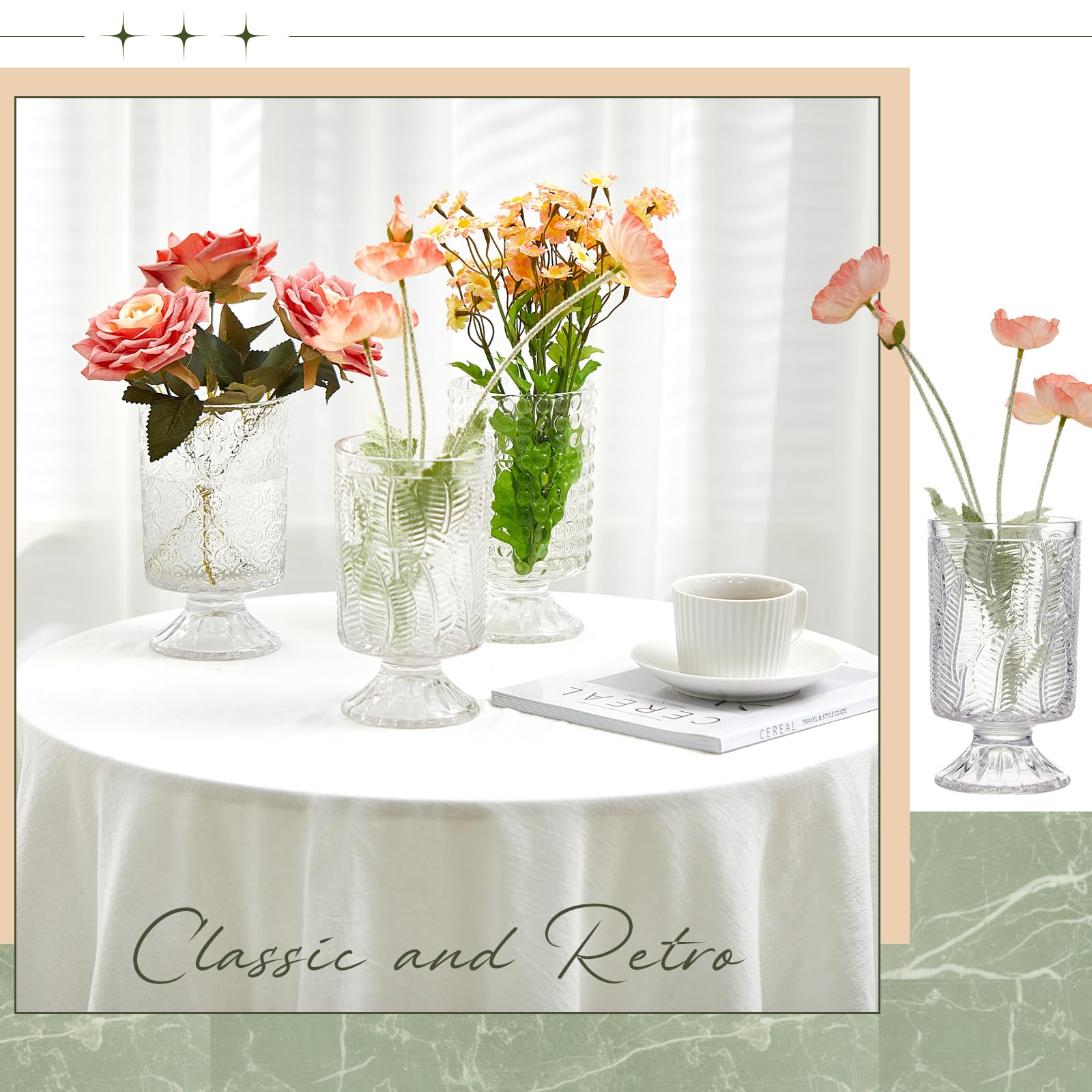 Ninehaoou hurricane style glass vase suitable for candles or dried stems