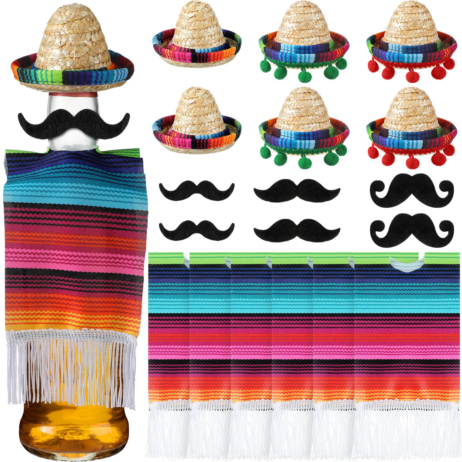 Ninehaoou mini sombrero hats bottle toppers for Cinco de Mayo decor