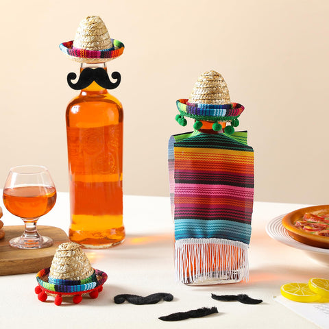 Ninehaoou sombrero toppers on bottles enhance Cinco de Mayo celebrations