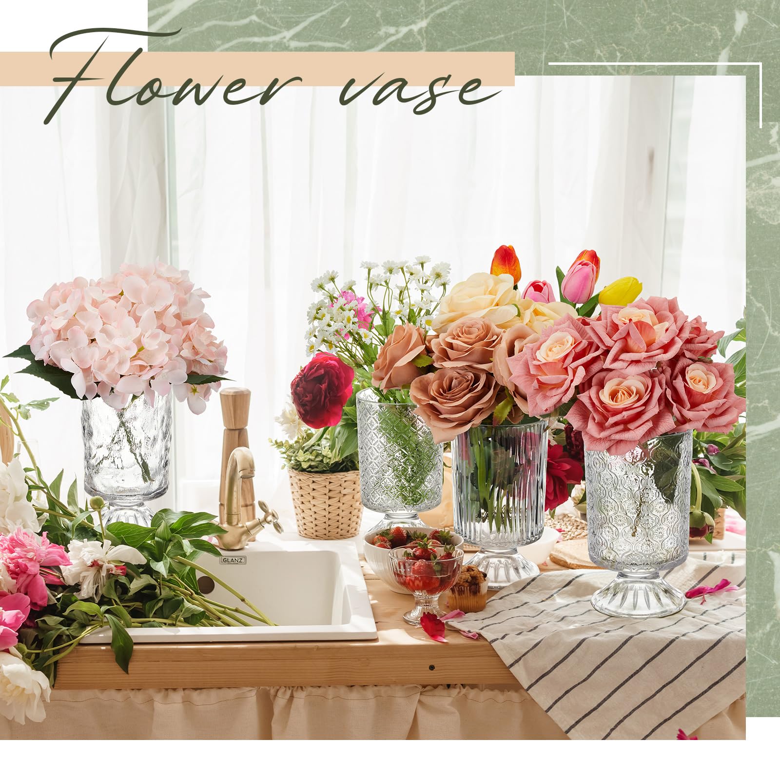 Ninehaoou vintage style vase with tall height for single stem displays