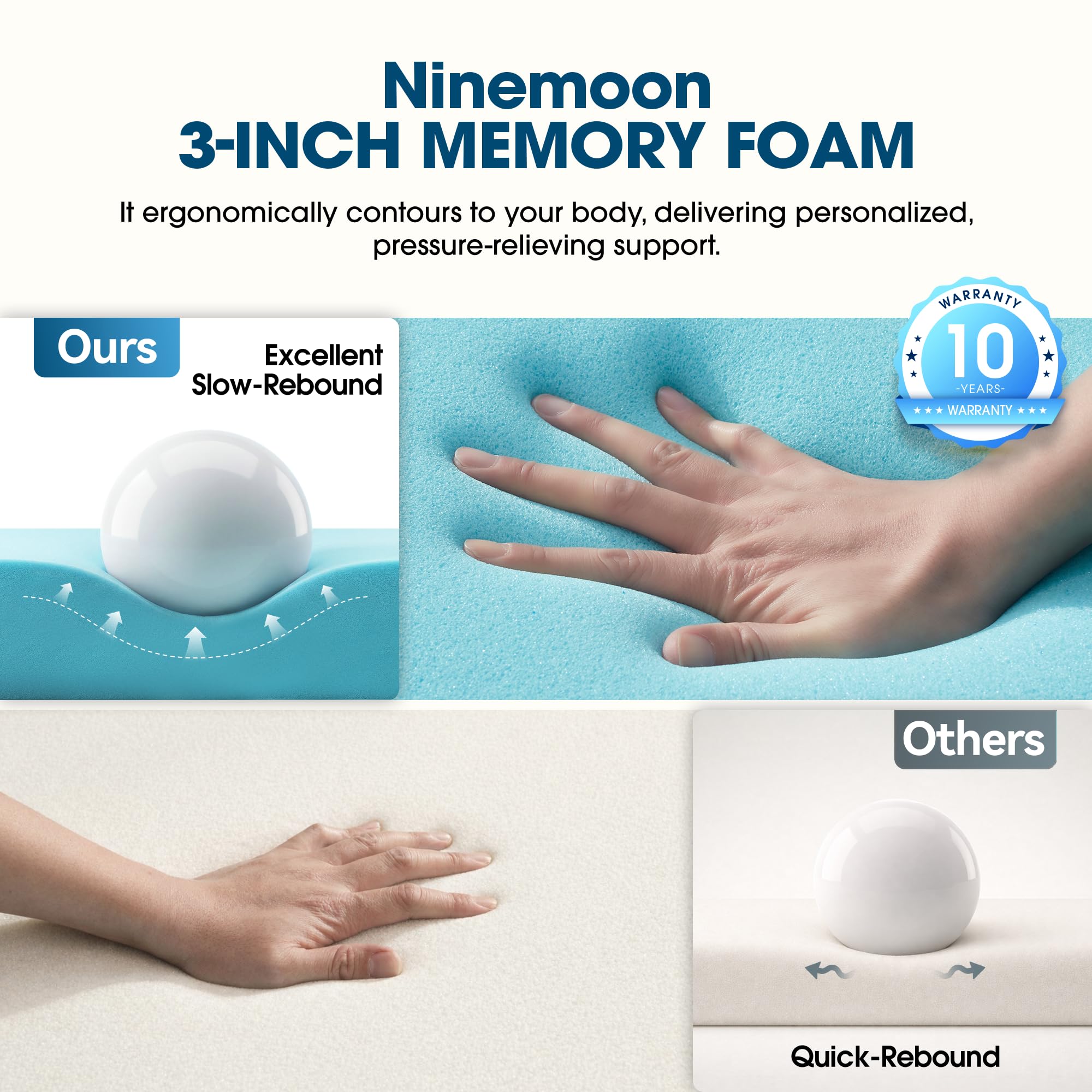Ninemoon non-slip bottom with straps prevents shifting for uninterrupted sleep.